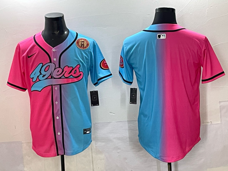 Men 2025 San Francisco 49ers blank Pink Blue pink Nike Limited NFL Jersey 004